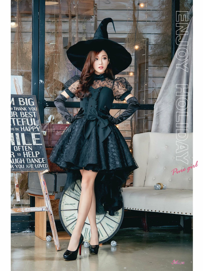 Anna Mu Lingeriecats Sexy Black Bewitching Women Halloween With Hat And Glove Costume Costumes 6 Anna Mu Lingeriecats Sexy Black Bewitching Women Halloween With Hat And Glove Costume Costumes