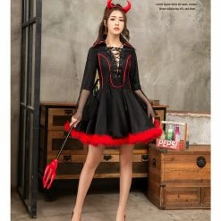 Costumes Lingeriecats Halloween Sexy Black Devil Demon Costume For Girl