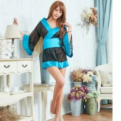 Anna Mu Lingeriecats Black Base Saphire Luster Edge Japanese Kimono Costume Set 10 Anna Mu Lingeriecats Black Base Saphire Luster Edge Japanese Kimono Costume Set