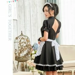 Lingeriecats Sexy Halloween Seductive French Maid 4 Piece Black And White Dress With Bowtie 9 Lingeriecats Sexy Halloween Seductive French Maid 4 Piece Black And White Dress With Bowtie