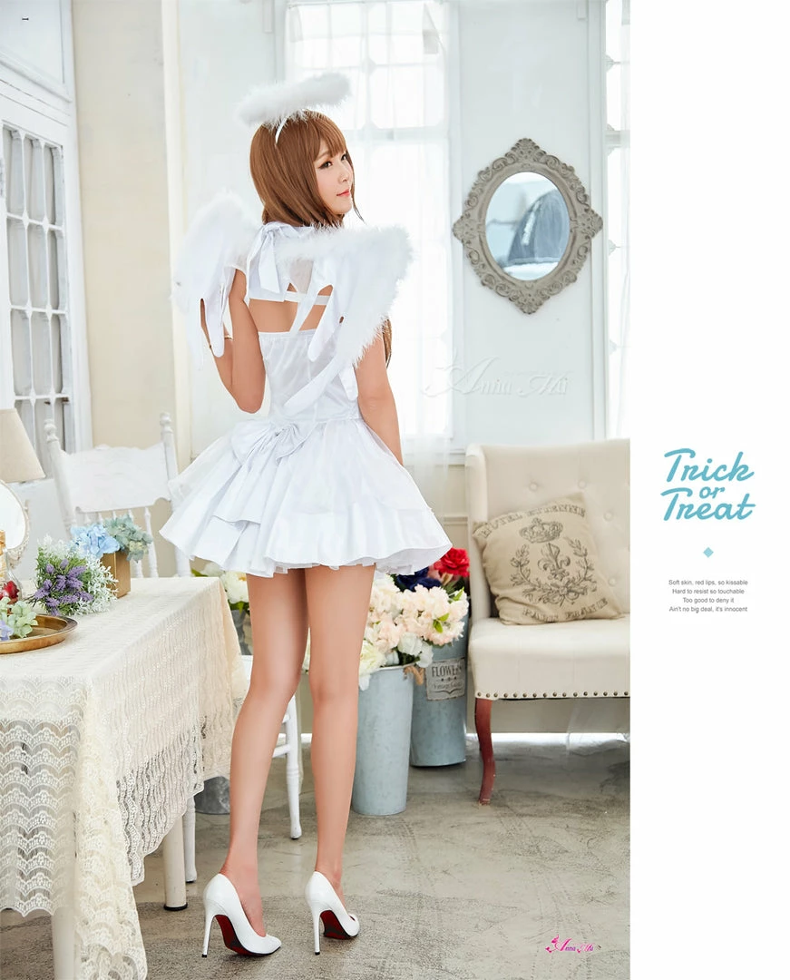 Lingeriecats Sexy 3 Pieces Angel Costume Halloween Cosplay Dress Women Carnival Cute Dress White … 3 Lingeriecats Sexy 3 Pieces Angel Costume Halloween Cosplay Dress Women Carnival Cute Dress White …