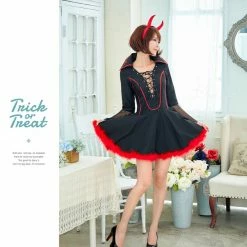 Costumes Lingeriecats Halloween Sexy Black Devil Demon Costume For Girl