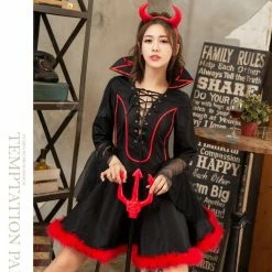 Costumes Lingeriecats Halloween Sexy Black Devil Demon Costume For Girl