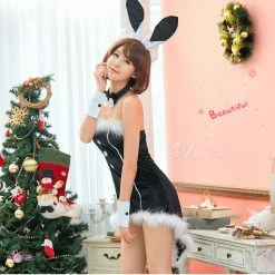 Anna Mu Costumes Lingeriecats Halloween Sexy Black Bunny 5 Piece Costume
