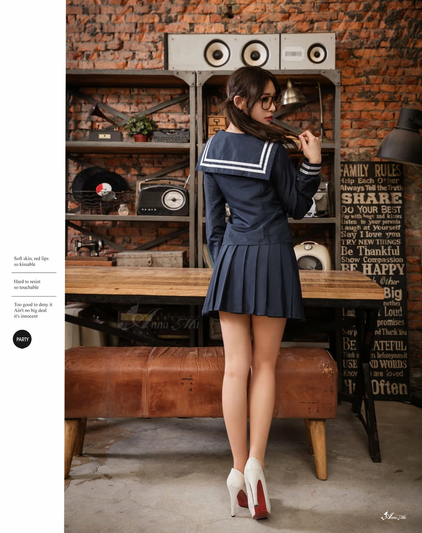 Anna Mu Lingeriecats Halloween Classic Blue School Student Girl Uniform With Red Tie In 3 Pieces. School Girl 3 Anna Mu Lingeriecats Halloween Classic Blue School Student Girl Uniform With Red Tie In 3 Pieces. School Girl