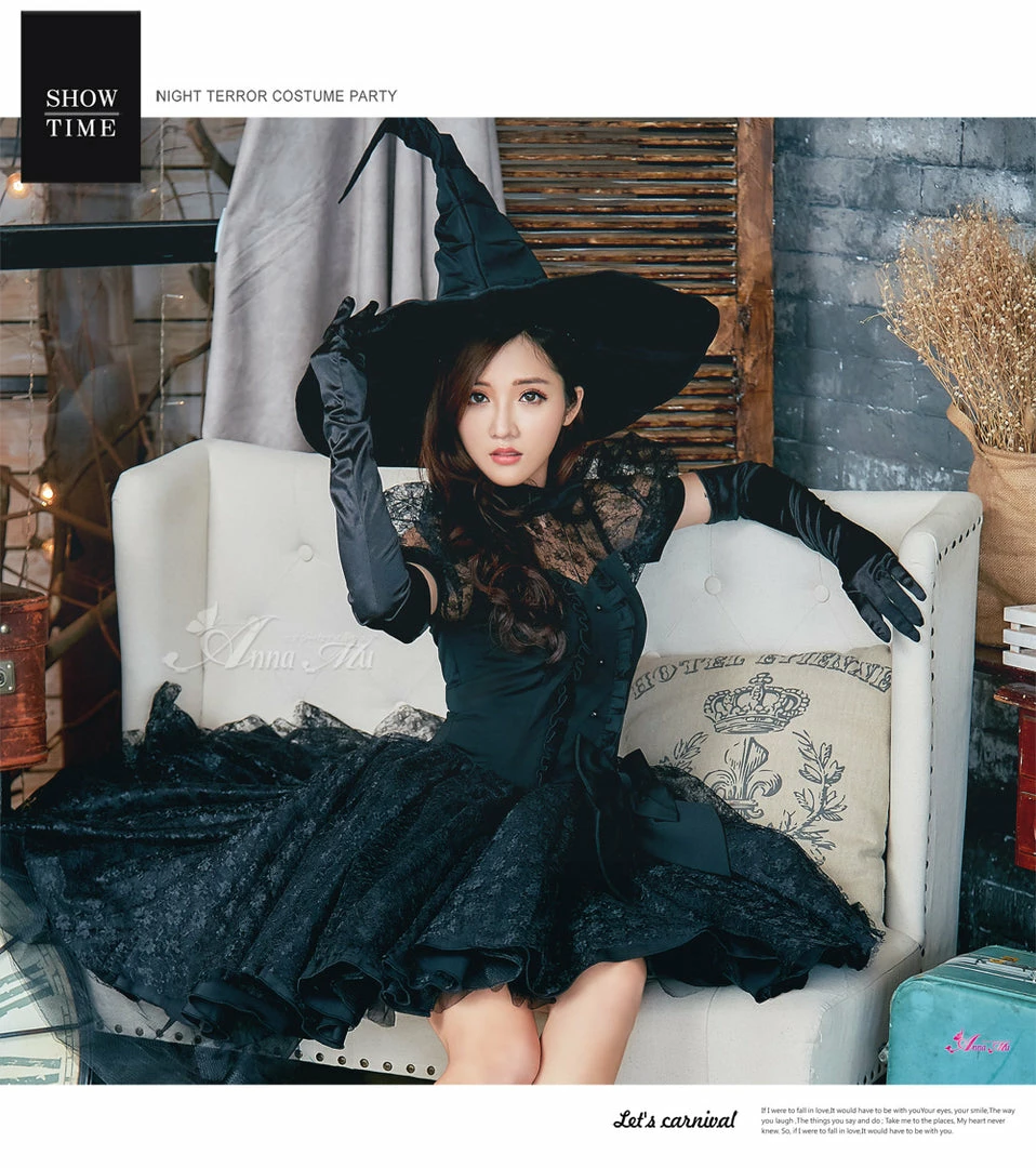 Anna Mu Lingeriecats Sexy Black Bewitching Women Halloween With Hat And Glove Costume Costumes 2 Anna Mu Lingeriecats Sexy Black Bewitching Women Halloween With Hat And Glove Costume Costumes