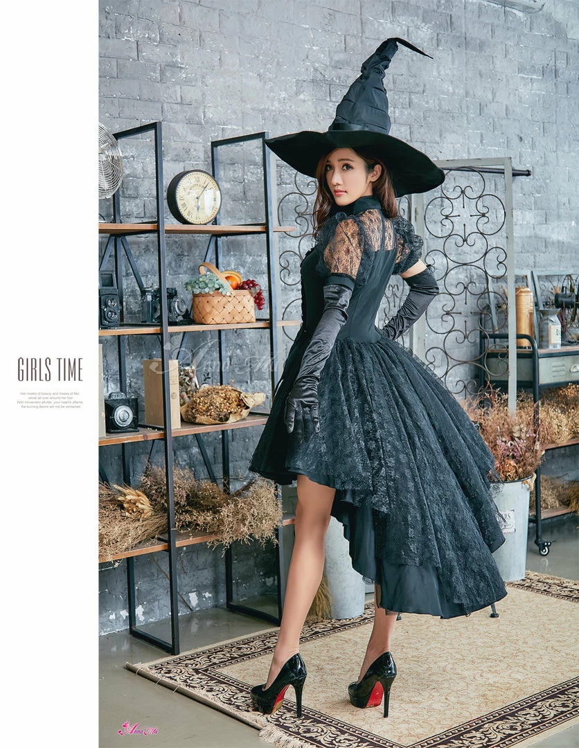 Anna Mu Lingeriecats Sexy Black Bewitching Women Halloween With Hat And Glove Costume Costumes 3 Anna Mu Lingeriecats Sexy Black Bewitching Women Halloween With Hat And Glove Costume Costumes
