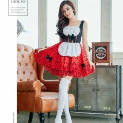 Anna Mu Costumes Lingeriecats Halloween Sexy Classical Deluxe Little Red Riding Hood 3 Piece Costume