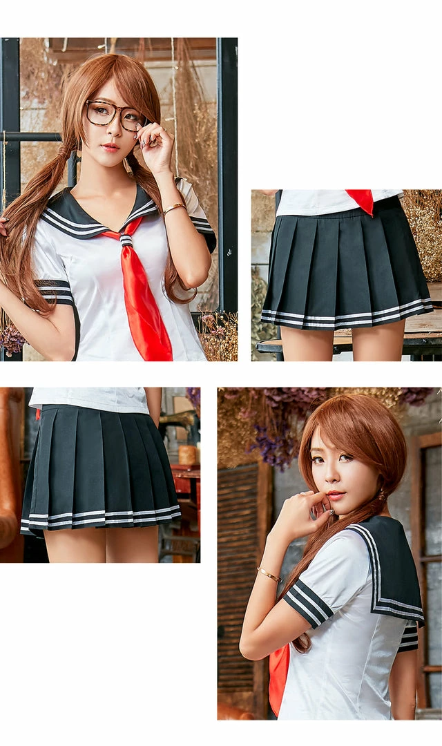 Anna Mu LINGERIECATS Sexy Black ? White School Girl Uniform Cosplay Costume Set (Free Sport Pant Gift) Costumes 6 Anna Mu LINGERIECATS Sexy Black ? White School Girl Uniform Cosplay Costume Set (Free Sport Pant Gift) Costumes