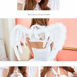 Lingeriecats Sexy 3 Pieces Angel Costume Halloween Cosplay Dress Women Carnival Cute Dress White … 12 Lingeriecats Sexy 3 Pieces Angel Costume Halloween Cosplay Dress Women Carnival Cute Dress White …