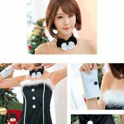 Anna Mu Costumes Lingeriecats Halloween Sexy Black Bunny 5 Piece Costume