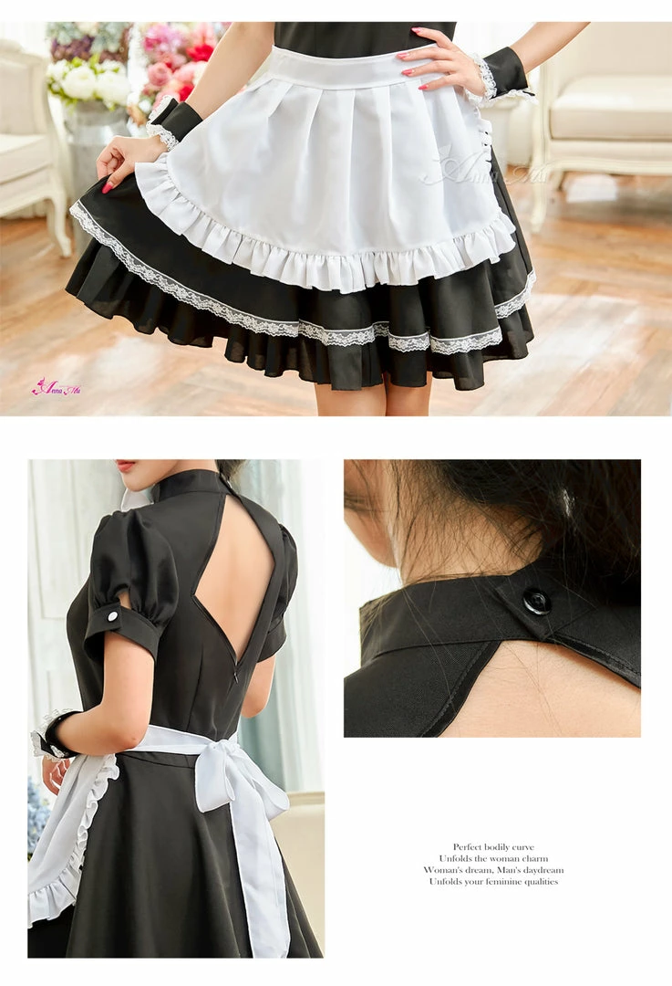 Lingeriecats Sexy Halloween Seductive French Maid 4 Piece Black And White Dress With Bowtie 7 Lingeriecats Sexy Halloween Seductive French Maid 4 Piece Black And White Dress With Bowtie