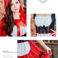 Anna Mu Costumes Lingeriecats Halloween Sexy Classical Deluxe Little Red Riding Hood 3 Piece Costume