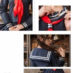 Anna Mu Lingeriecats Halloween Classic Blue School Student Girl Uniform With Red Tie In 3 Pieces. School Girl 11 Anna Mu Lingeriecats Halloween Classic Blue School Student Girl Uniform With Red Tie In 3 Pieces. School Girl