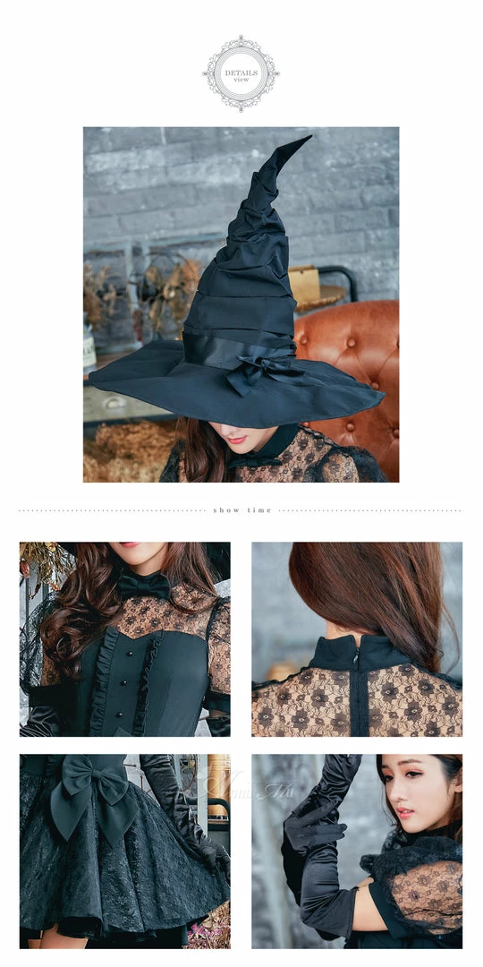 Anna Mu Lingeriecats Sexy Black Bewitching Women Halloween With Hat And Glove Costume Costumes 5 Anna Mu Lingeriecats Sexy Black Bewitching Women Halloween With Hat And Glove Costume Costumes