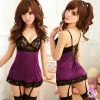 Anna Mu Sexy Purple/Black Babydoll Lingerie