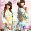 Wu Ya Cute Japanese Kimono Costume Flower Patterned Blue Costumes