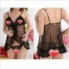 Wu Ya Sexy Black Flower See-Through Babydoll Lingerie
