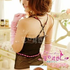 Wu Ya Sexy Open Front Black/Pink Lining Corset Lingerie