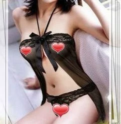 Wu Ya Sexy Black Ribbon Babydoll Lingerie