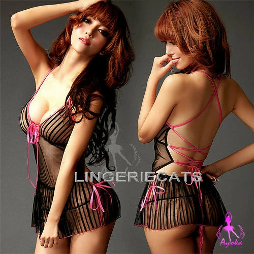 Anna Mu Chic Vertical Stripe Babydoll Babydoll Lingerie 4 Anna Mu Chic Vertical Stripe Babydoll Babydoll Lingerie