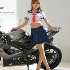 Anna Mu LINGERIECATS Japaness AV Style School Girl Uniform Cosplay Costume Set (Free Sport Pant Gift) Costumes