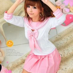 Anna Mu Pinky School 2Pcs Costume Costumes