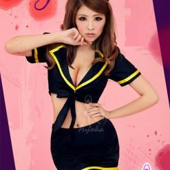 Anna Mu Lingeriecats Sexy Cutie Student Stewardess 3Pcs Costume Costumes