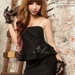 Anna Mu Lingeriecats Sexy Eye Catching Mysterios Cosplay Black Dinner Dress Chemise