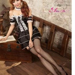 Anna Mu Costumes Lingeriecast Sexy Black Maid Costume 9 Pcs
