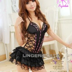 Anna Mu Fascinating Halter-neck Chemise (Black)