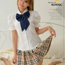 Anna Mu Lingeriecats Sexy Adorable School Girl 3pcs Cosplay Costume Set (Discontinued) Costumes