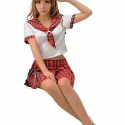 Anna Mu LINGERIECATS Sexy Black ? White School Girl Uniform Cosplay Costume Set Lingerie Set