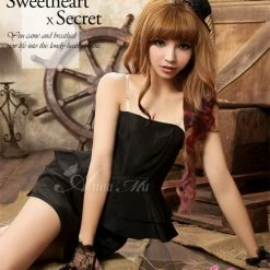 Anna Mu Lingeriecats Sexy Eye Catching Mysterios Cosplay Black Dinner Dress Chemise
