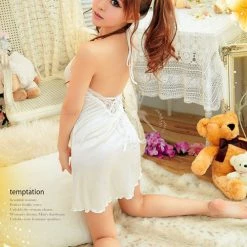 Anna Mu Lingeriecats Fascinating Lace Halter-neck Rayon Chemise