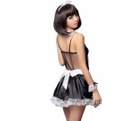 Anna Mu LINGERIECATS Black With White Lace 5pcs Sexy Maid Cosplay Costume Set (Free Sport Pant Gift) 9 Anna Mu LINGERIECATS Black With White Lace 5pcs Sexy Maid Cosplay Costume Set (Free Sport Pant Gift)