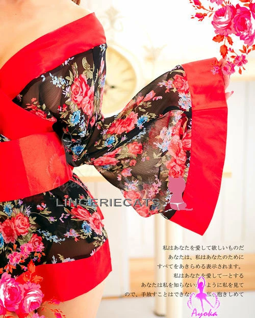 Anna Mu LINGERIECATS Brand Love Blossom Red And Black Kimono 2 Pcs Costume 9 Anna Mu LINGERIECATS Brand Love Blossom Red And Black Kimono 2 Pcs Costume
