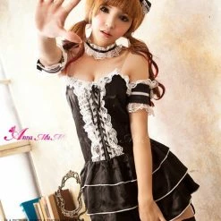 Anna Mu Costumes Lingeriecast Sexy Black Maid Costume 9 Pcs