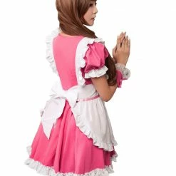 Anna Mu LINGERIECATS Rose Merry Pink 4pcs Cherry Maid Outfit Cosplay Costume Set (Free Sport Pant Gift)