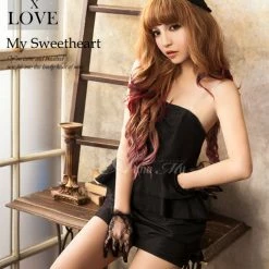 Anna Mu Lingeriecats Sexy Eye Catching Mysterios Cosplay Black Dinner Dress Chemise