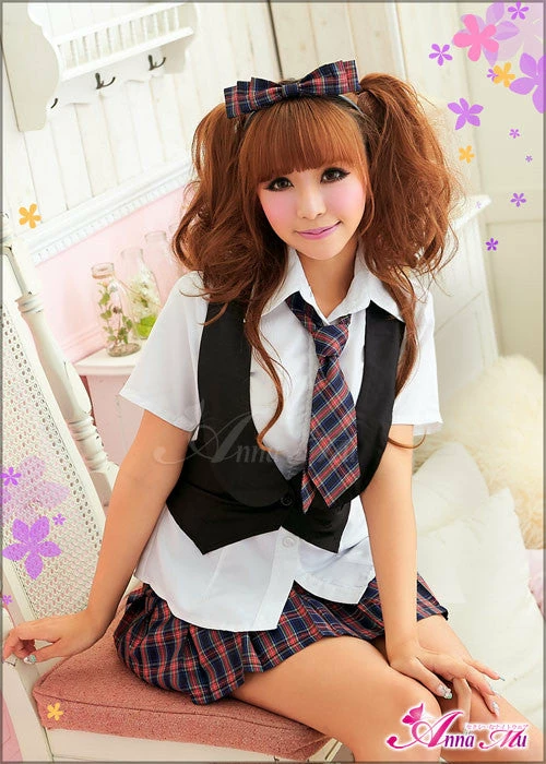 Anna Mu Lingeriecats Sexy Youthful Frisky School Daring Uniform Cosplay Costume Set 5 Anna Mu Lingeriecats Sexy Youthful Frisky School Daring Uniform Cosplay Costume Set