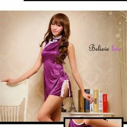 Anna Mu Costumes (Discn't) Lingeriecats Sexy Cheongsam Purple Costume