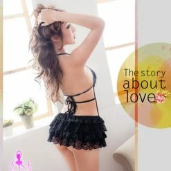 Anna Mu Lingeriecats Sexy Hot Halter-neck Rayon Chemise Set