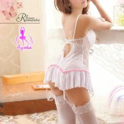 Anna Mu Lingeriecats Sexy Dot Bow Long Corset White