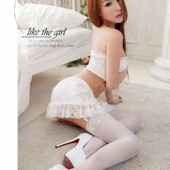 Anna Mu Lingerie Set Lingeriecats Sexy Marshmallow Skirt-like G-string Suspender Set