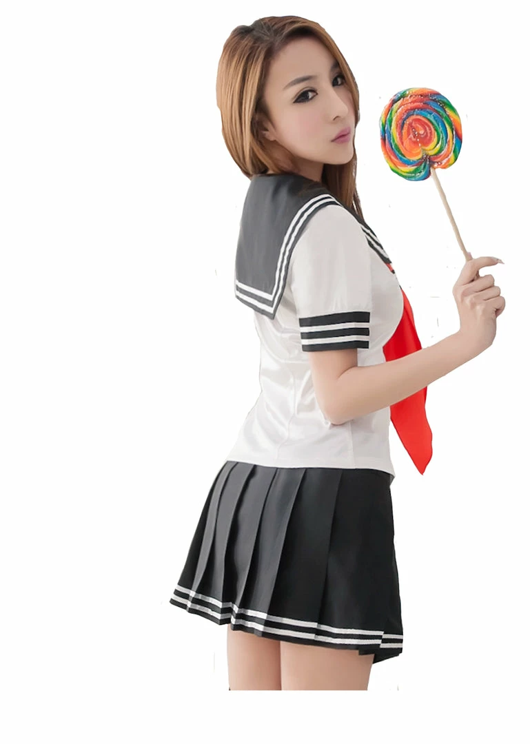 Anna Mu LINGERIECATS Sexy Black ? White School Girl Uniform Cosplay Costume Set (Free Sport Pant Gift) Costumes 3 Anna Mu LINGERIECATS Sexy Black ? White School Girl Uniform Cosplay Costume Set (Free Sport Pant Gift) Costumes