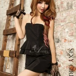 Anna Mu Lingeriecats Sexy Eye Catching Mysterios Cosplay Black Dinner Dress Chemise