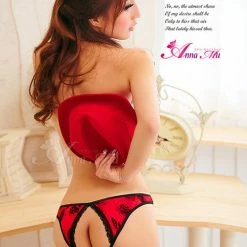 Anna Mu Stylish Seduction Bikini 3 Pcs Crotchless Panties Set Lingerie Set