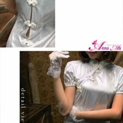 Anna Mu Chemise Lingeriecast Sexy White Cheongsam Dress