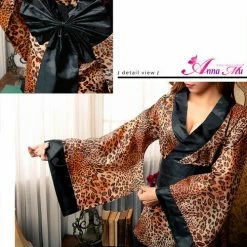 Anna Mu Lingeriecats Sexy Glamorous Leopard Japanese Kimono Outfit Cosplay Costume Set Lingerie Set